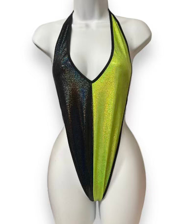 Splitsy Paige Bodysuit  (Green/Black)