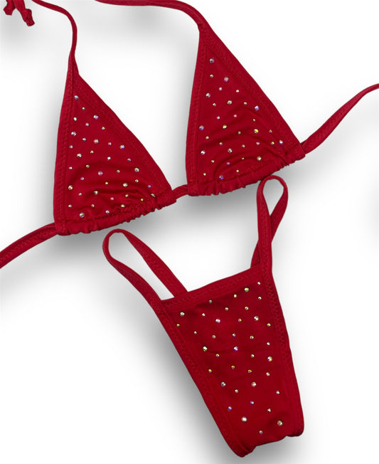 Basics Bling Bikini Set - Countess Crimson